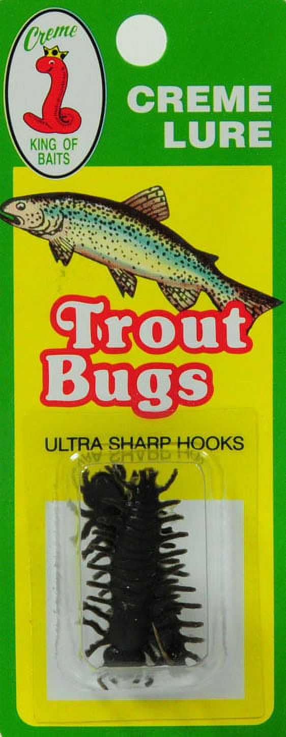 Creme Trout Bugs 1.2" Medium Hellgrammite Lure, Black