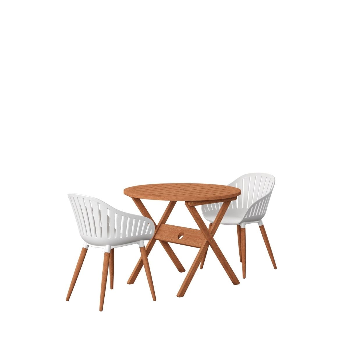 Amazonia Hinesburg 3 Pieces Eucalyptus Wood Round Outdoor Dining Set, Ideal for Patio