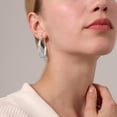 thumbnail image 3 of YOUNGYUE Silver Hoop Earrings for Women, Hypoallergenic Lightweight Large Thick Twisted Hoops, 50MM, 3 of 8