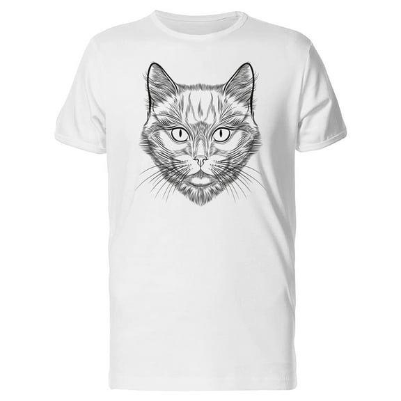 Hand Drawing Of A Cat Face T-Shirt Men -Image by Shutterstock, Male Small