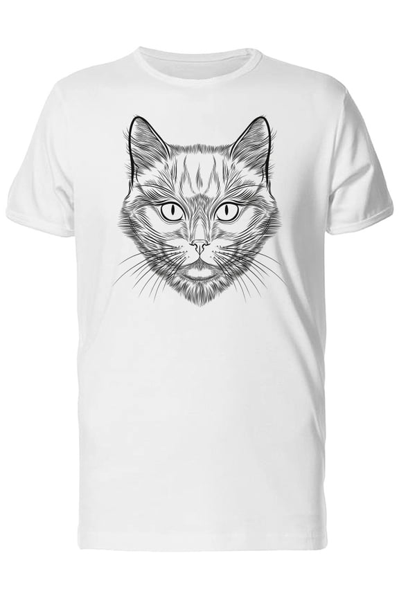 Hand Drawing Of A Cat Face T-Shirt Men -Image by Shutterstock, Male 4X-Large