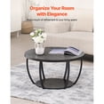 thumbnail image 2 of KFFKFF Round Coffee Table, Modern 2-Tier Wooden Center Table with Open Storage, Minimalist Design with Sturdy Metal Frame for Living Room or Office, Easy to Assemble, Grey, 2 of 9