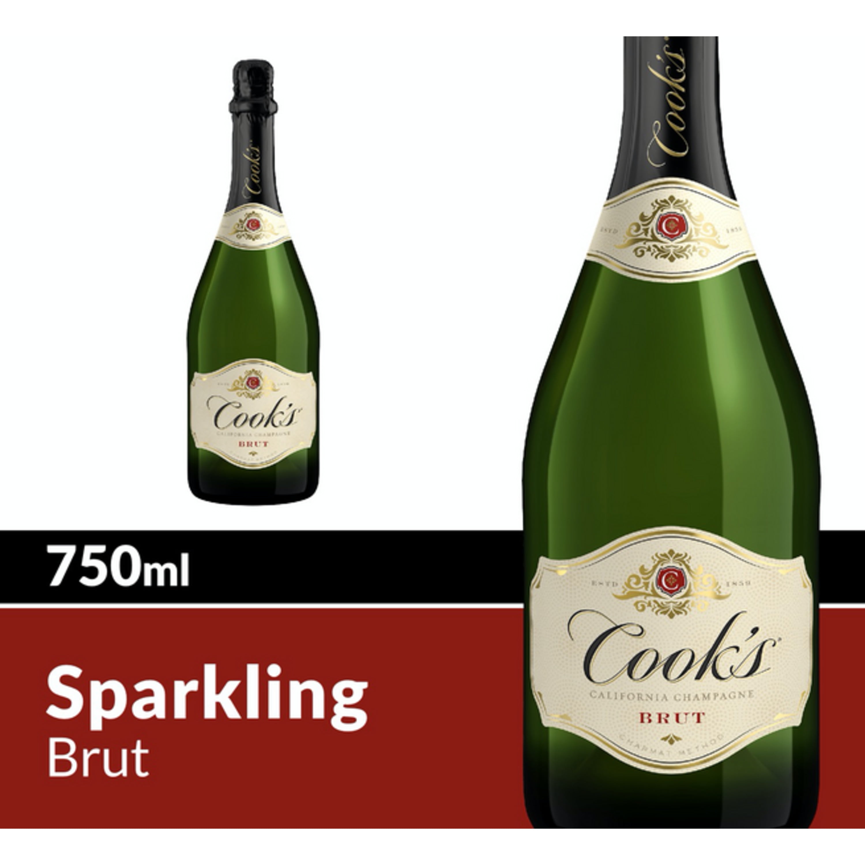 Cook's California Champagne Brut White Sparkling Wine, 750 mL Bottle