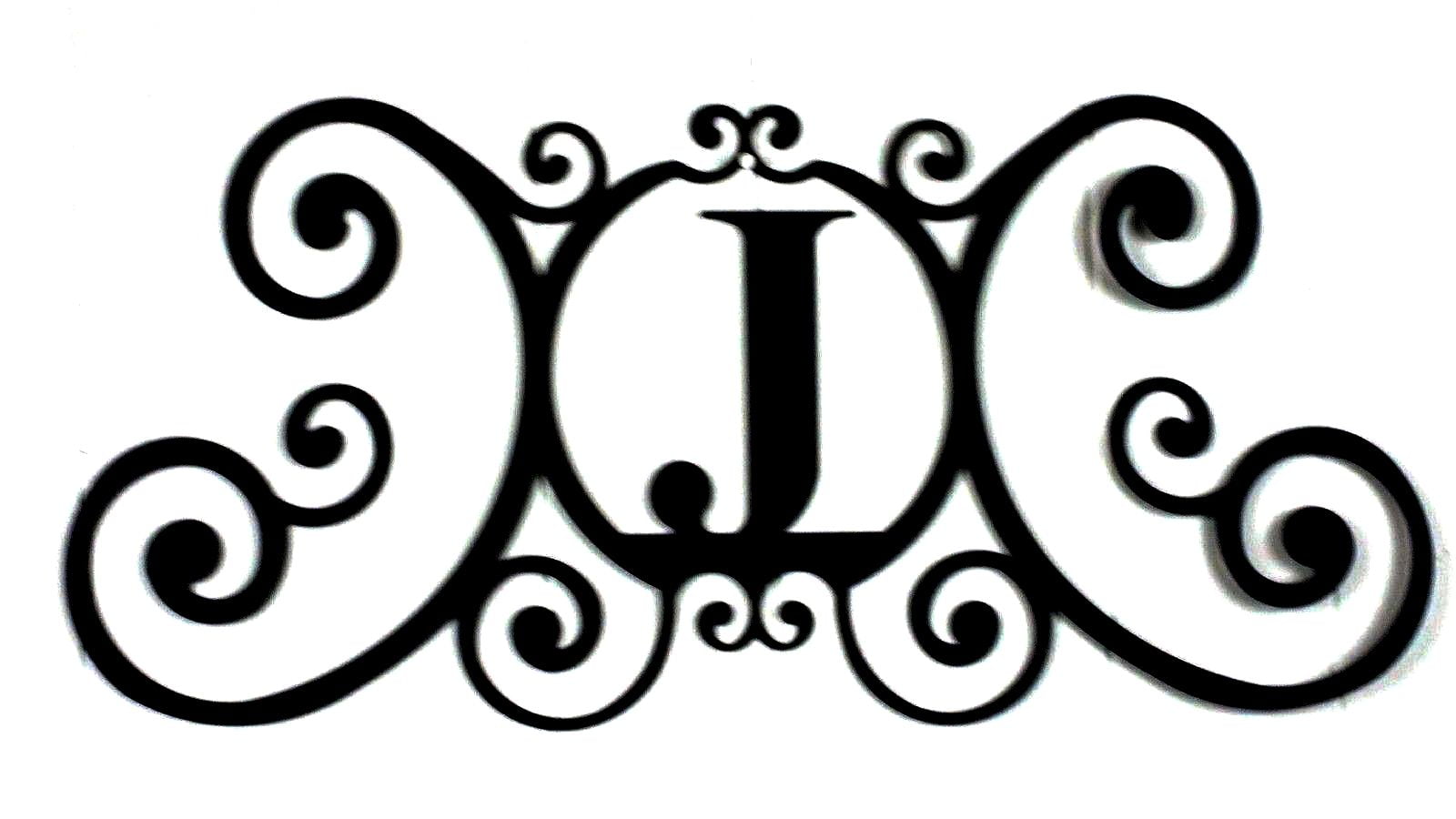 Bookishbunny Scrolled Iron Black Metal Letter Monogram Personalized