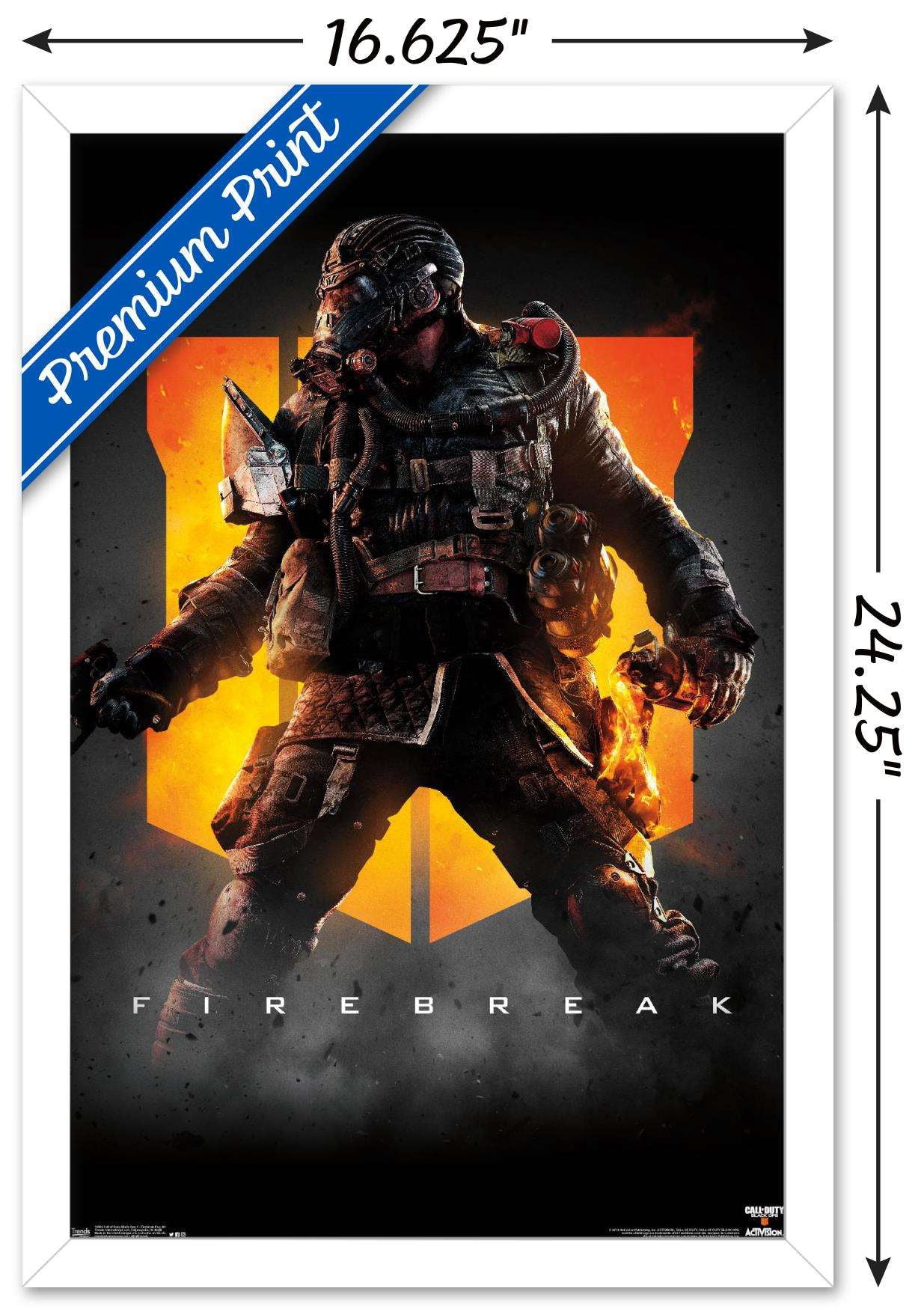 Call of Duty: Black Ops 4 - Firebreak Key Art Wall Poster, 14.725" x 22.375", Framed