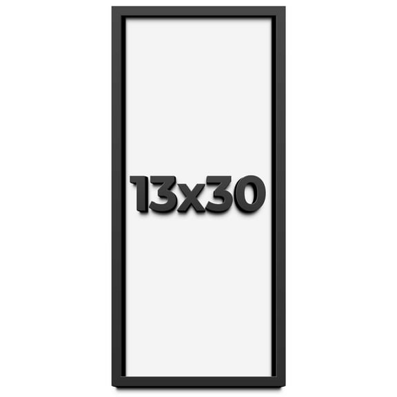 13x30 Shadow Box Frame Black | 1 inches Deep Real Wood Contemporary Shadowbox Display Frame | UV