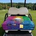 thumbnail image 3 of COEQINE Quilted Golf Cart Seat Cover, Folds Like a Bag with Handle for Easy Carry, Universal Fit 51.2"x30.3" for EZGO Yamaha Club Car 2-Seaters, 4 Pockets, Golf Ball Colorful Splash, 3 of 8