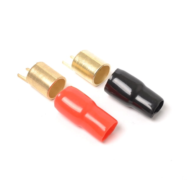 BESTYASH 1 Pair Bare Wire Spade Copper Gold Plated Adapters Crimp Barrier Spades for Wire Connection