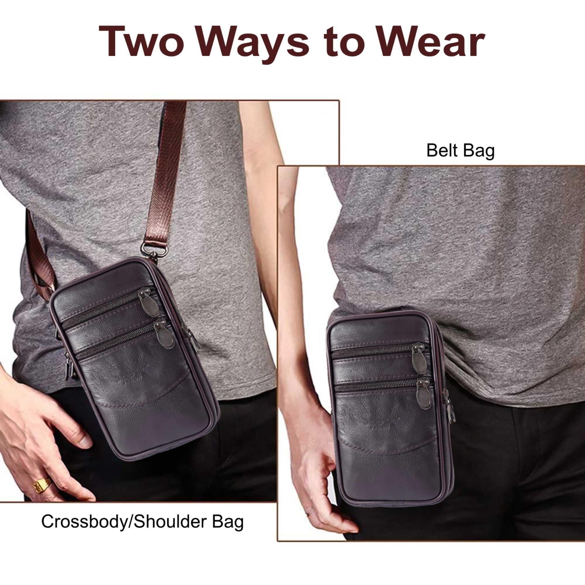 Cell Phone Shoulder Bag Men, Crossbody Cell Phone Sling Bags Men, Vertical Mobile Phone Crossbody Purse Holster Zipper Pocket