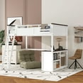 thumbnail image 3 of Harper & Bright Designs Queen Size Loft Bed with Built-in Desk and Shelves, Space-Saving Wooden Loft Bed Frame with Storage Box and USB Charging Station for Teens Adults, White, 3 of 13