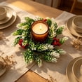 thumbnail image 6 of 1pcs Christmas Candle Rings Wreath Simulated Flower Candle Rings Centerpiece For Home Dining Tables Wedding Decorations Party Decorations, 6 of 6