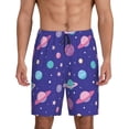 thumbnail image 1 of Balery Space Pantalones cortos de pijama de punto de algodón para hombre con cinturilla y bolsillos-Small, 1 of 6