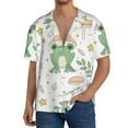thumbnail image 3 of Balery Frog and Mushrooms Men's Casual Button Down Shirt Short Sleeve Textured Summer Cuban Beach Shirts-Large, 3 of 7