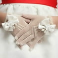thumbnail image 3 of Useful Elegant Bow Knot Holiday Princess Birthday Party Gloves Etiquette Dress Gloves Children's Wedding Gloves Short Lace Mesh Gloves PINK, 3 of 7