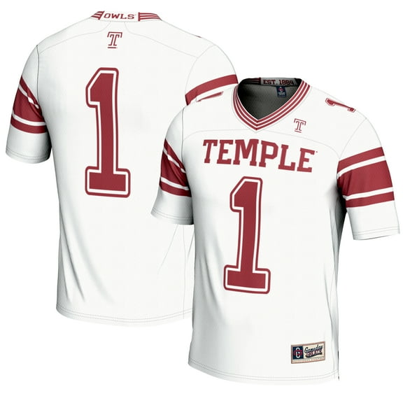 Youth GameDay Greats #1 White Temple Owls Endzone Football Jersey