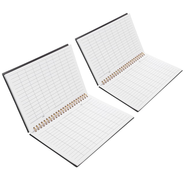 HONMEET 2Pcs Project Notebook with Vertical and Horizontal Grid for Business Accounting in Black PP Cover