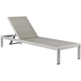 thumbnail image 3 of Modway Shore Outdoor Patio Aluminum Chaise with Cushions in Silver Peridot, 3 of 4