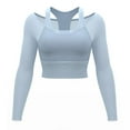 thumbnail image 6 of Maplenight Long Sleeve Workout Tops for Women Breathable Running Yoga Athletic Shirts Slim Fit Gym Crop Tops, 6 of 8