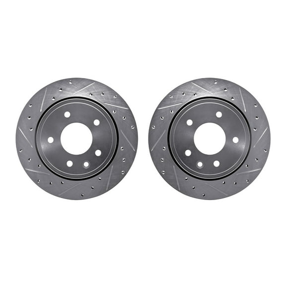 Dynamic Friction Company Rear Brake Rotors-Drilled and Slotted-Silver 7002-20034