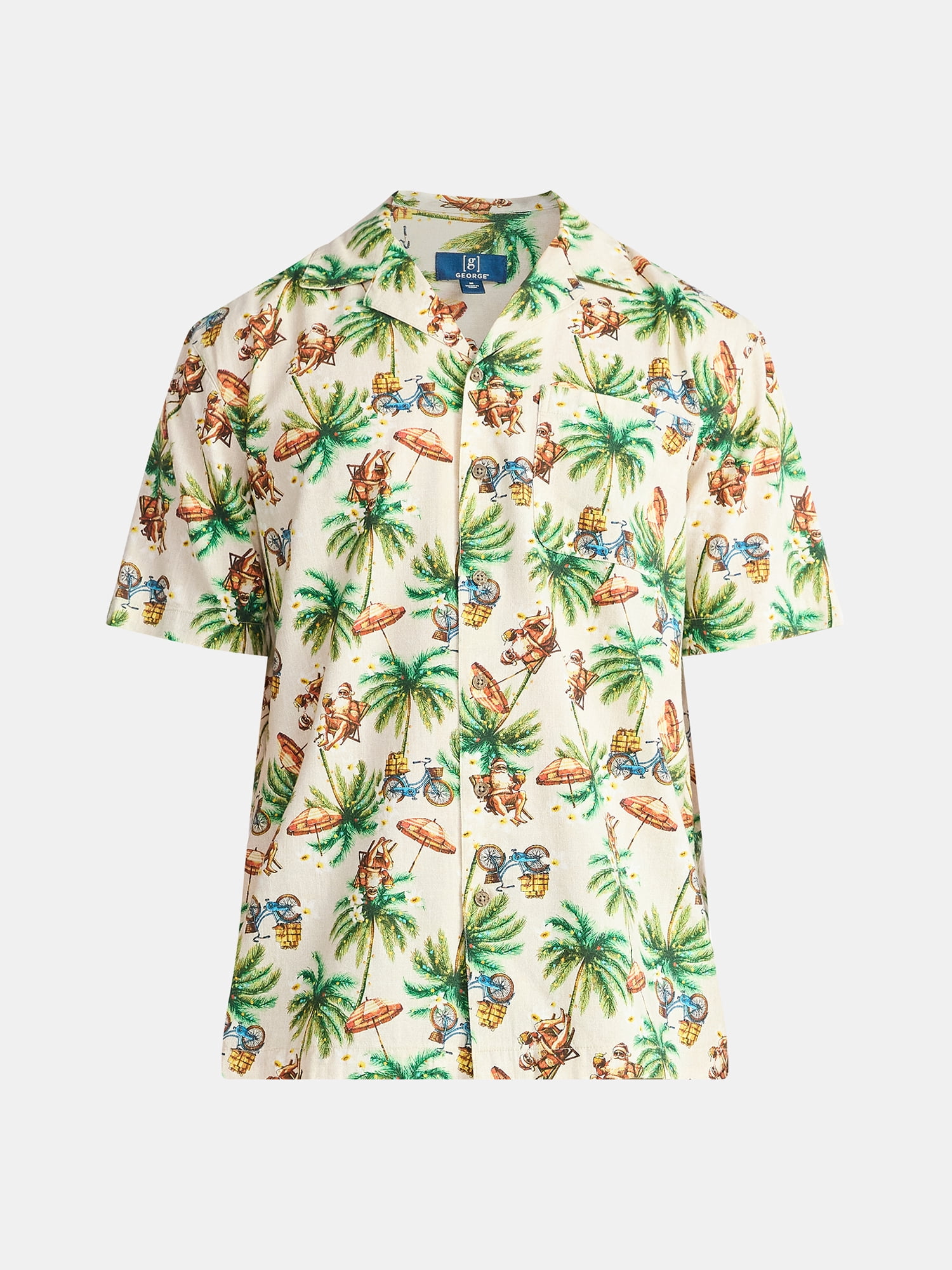 George Men's and Big Men's Holiday Camp Shirt, Sizes S-3XL