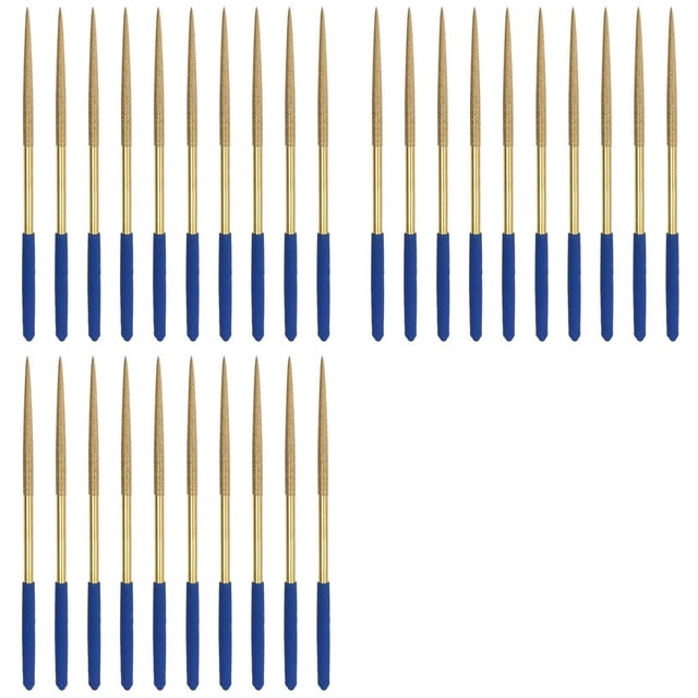 Juego de Limas de Aguja de Diamante de 3 mm X 140 mm, Limas Redondas Herramientas Recubiertas de Titanio para Metal Madera Piedra Vidrio, 30 Piezas