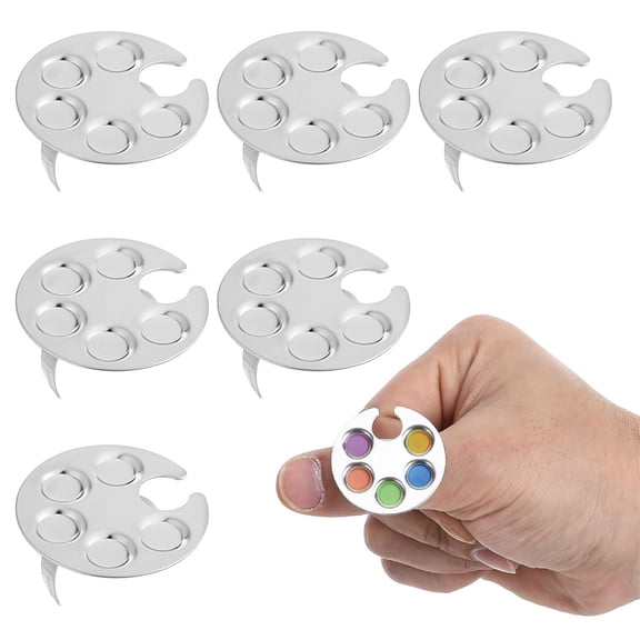 6Pcs Nail Polish Palette Ring, NOGIS Metal Nail Polish Ring Palette Portable Makeup Palettes, Easy Makeup Application and Manicure Art in a Portable Design