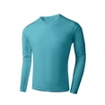 thumbnail image 4 of Men's Basic Athletic Long Sleeve T Shirt Comfort Lightweight Active Sports Shirts Basketball Jogging Workout Light Blue XL, 4 of 5