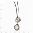 thumbnail image 2 of Stainless Steel Polished Rose Quartz With 2inch Ext. Necklace - 18 Inch, 2 of 2