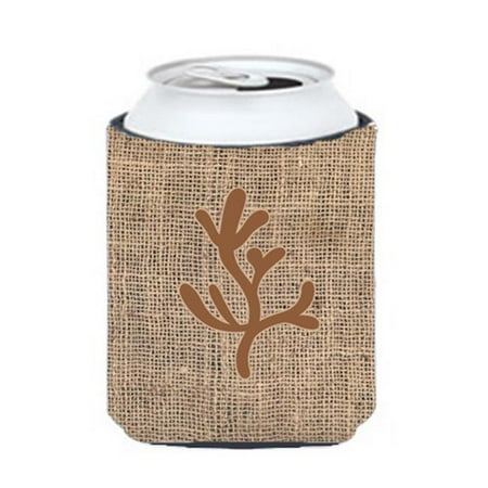 

Coral Burlap And Brown Can Or Bottle Hugger