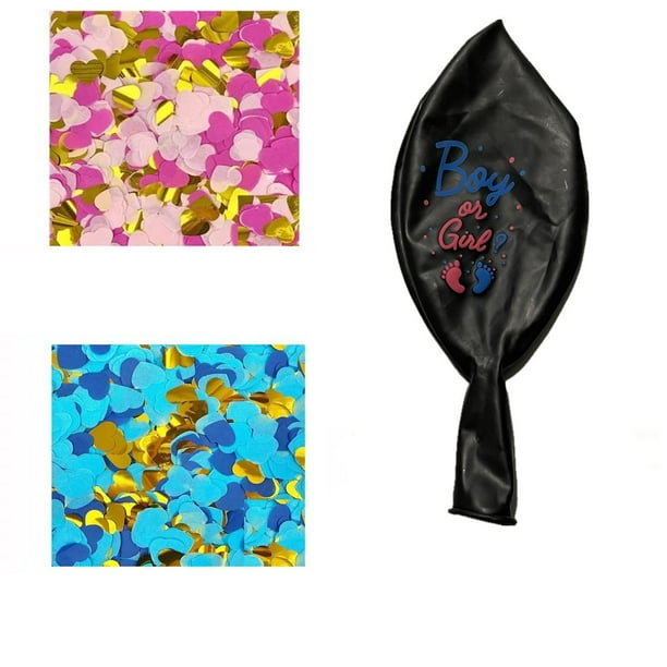 Fiudx Kit para Revelar El Género Del Bebé: Globos de 91 Cm con Confeti de Papel En Forma de Corazón para Fiesta de Revelación de Género.