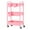 Pink, variant on 3-Tier Light White Metal Rolling Utility Storage Cart with Wheels for Craft, Baby Nursery & Cleaning Supplies