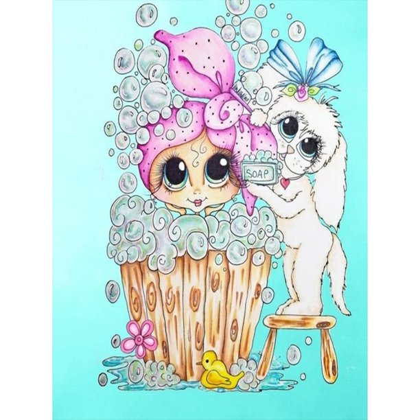 Pintura de diamante 5D DIY Taladro redondo completo Chica Perro Kit Decoración del hogar Arte Artesanía FLhrweasw Nuevo