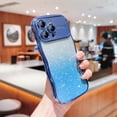 thumbnail image 3 of Case for iPhone 15 with Full Camera Lens Protector, Clear Gradient Glitter Sparkle Luxury Electroplated Wave Edge TPU Bumper Non-Yellowing Shockproof Slim Cover for iPhone 15, Blue, 3 of 9