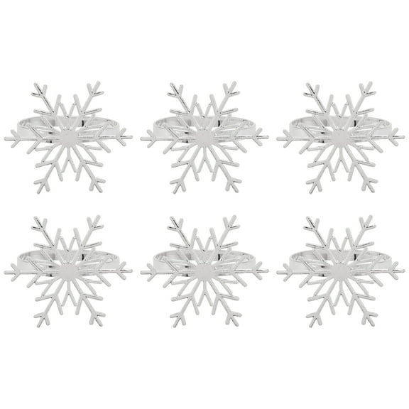 6 Pieces Snowflake Napkin Rings Christmas Snowflake Napkin Holder Rings for Christmas Holiday Table Decoration (Silver)