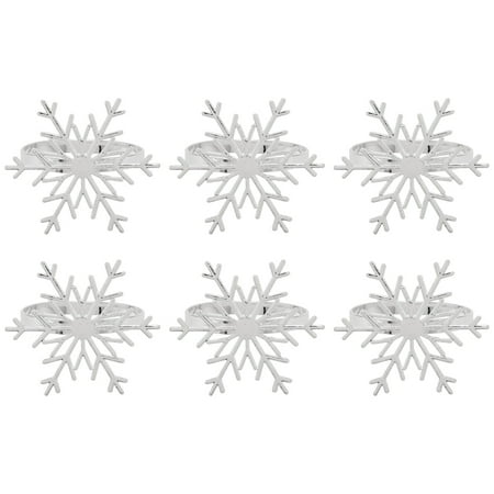 

6 Pieces Snowflake Napkin Rings Christmas Snowflake Napkin Holder Rings for Christmas Table Decoration (Silver)