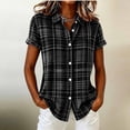 thumbnail image 6 of MLCDZ Plaid Shirts for Women Short Sleeve Button Down Collared Casual Loose Fit Summer Lightweight Breathable Beach Vacation Blouses, 6 of 6