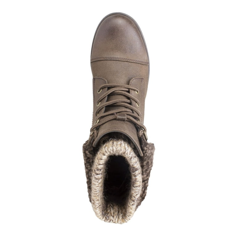 Leather knit sweater cuff ankle boots top