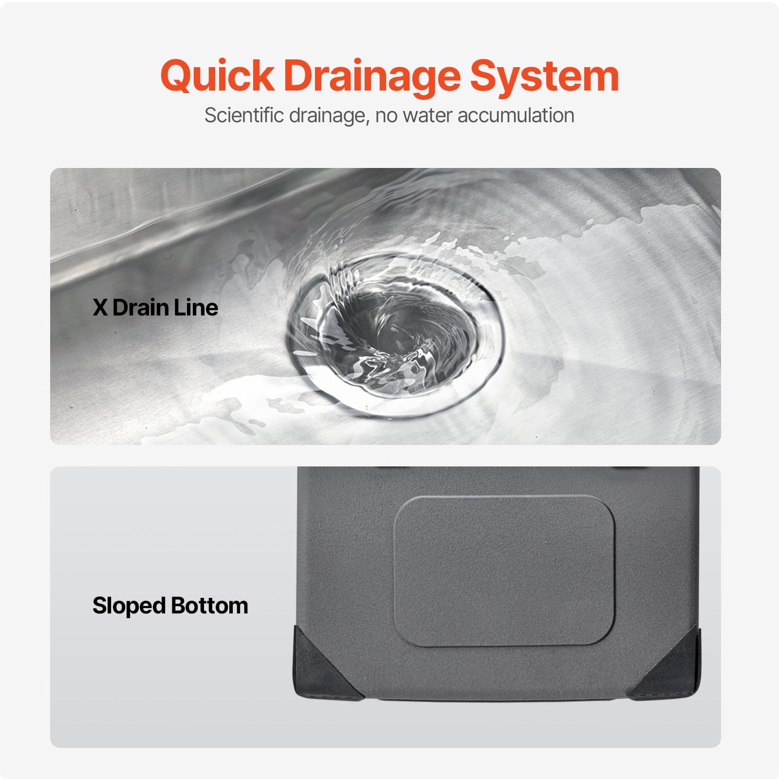 KFFKFF 25" Stainless Steel Kitchen Sink, Top-Mounted Single Bowl Drop-in Sink, with Noise Reduction X-shaped Drain Design and Anti-Condensation, Suitable for RV, Prep Kitchen