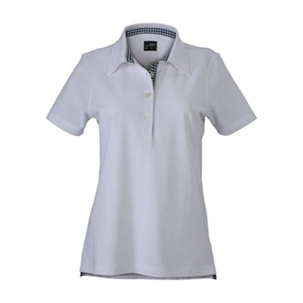 James and Nicholson - Polo liso para mujer (Blanco/Azul marino)
