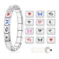 thumbnail image 1 of Italian Charms Bracelet Sets with 1Pcs Starter Bracelet 12Pcs Heart & Butterfly Themed Charms 9mm Italian Modular Charm Bracelet Personalized DIY Module Jewelry Gifts, 1 of 7