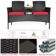 thumbnail image 4 of Patiojoy Fauteuil de Conversation de Patio en Rotin d'Extérieur en Osier avec Coussin Rouge, 4 of 7