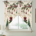 thumbnail image 2 of Christmas Tree Swag Curtains for Kitchen/Bedroom/Living Room, Farmhouse Winter Ball Berry Snowflakes Scalloped Curtains 63 Inch Long, Window Swag Topper Curtains Valances 2 Panels Set 36"x63", 2 of 8