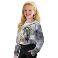 thumbnail image 5 of Xoenoiee Horse Print Girls Crop Top Casual Long Sleeve Pullover Tops Kids Loose Fit Sweatshirt Sweaters Comfy Fall Clothes, 11-12 Years, 5 of 7