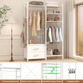 thumbnail image 4 of Aheaplus Clothes Rack - Reversible with 2 Drawers, Heavy Duty Garment Rack with Shelves, 6-Tier Freestanding Portable Wardrobe with Hanging Hooks, White, 4 of 7