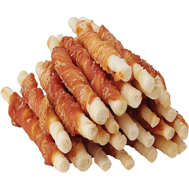 MON2SUN Dog Rawhide Twist 5 Inch Chicken Hide Sticks Chicken Wrapped
