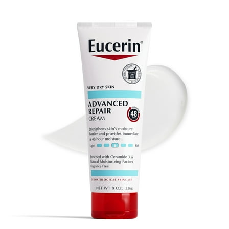 Eucerin Advanced Repair Body Cream for Very Dry Skin, 48-Hour Moisturizer, Fragrance Free, 8 oz