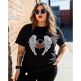 thumbnail image 4 of Camisetas para mujer, camiseta de manga corta con corazón de alas de ángel, holgada, con cuello redondo, informal, para adolescentes, 4 of 8