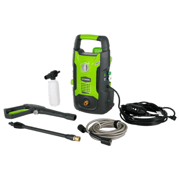 Greenworks 1600 PSI 1.2 GPM Cold Water Electric Pressure Washer, High Pressure Hose, 25° and 40° Nozzles & Soap Applicator