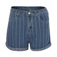 thumbnail image 6 of PBNBP Jean Shorts Womens High Waisted Stretchy Buttons Frayed Raw Rolled Hem Ripped Denim Shorts Striped Denim Shorts,Gift for Mother's Day, 6 of 9