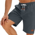 thumbnail image 6 of lcziwo Mens Swim Shorts Cotton Linen Knee Length Elastic Waist Hiking Shorts with Pockets Beach Travel Golf Drawstring Chino Short Dark Gray L, 6 of 8